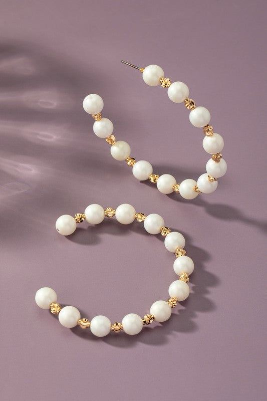 SEMI PRECIOUS STONE HOOP EARRINGS