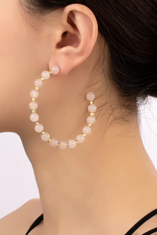 SEMI PRECIOUS STONE HOOP EARRINGS