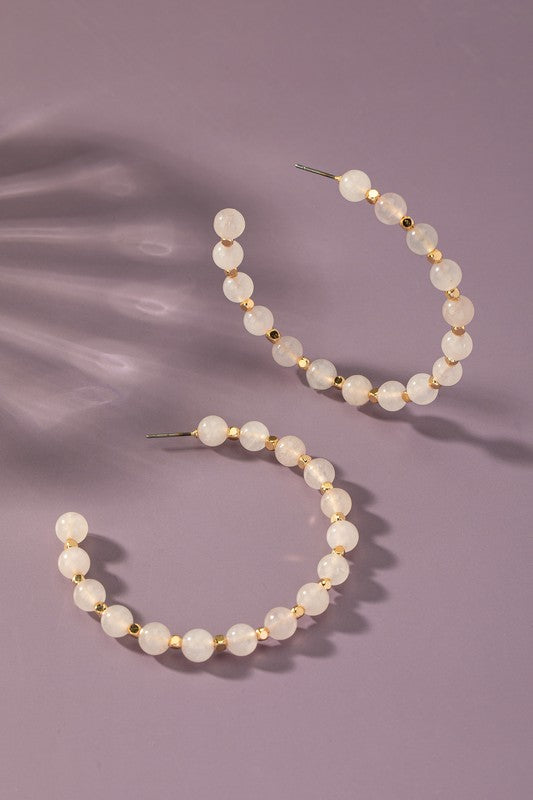 SEMI PRECIOUS STONE HOOP EARRINGS