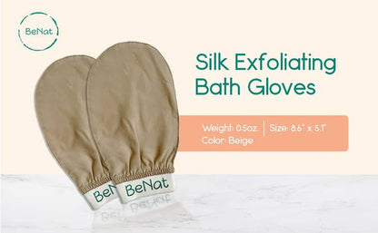Silk Exfoliating Bath Gloves -Raw Silk