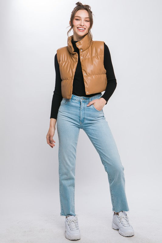 Faux Leather Puffer Vest *more colors*
