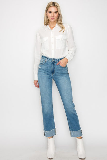 HIGH RISE COLORBLOCK JEANS