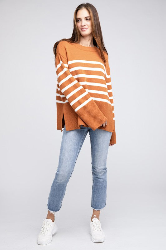 Ribbed Hem Stripe Sweater *more colors*