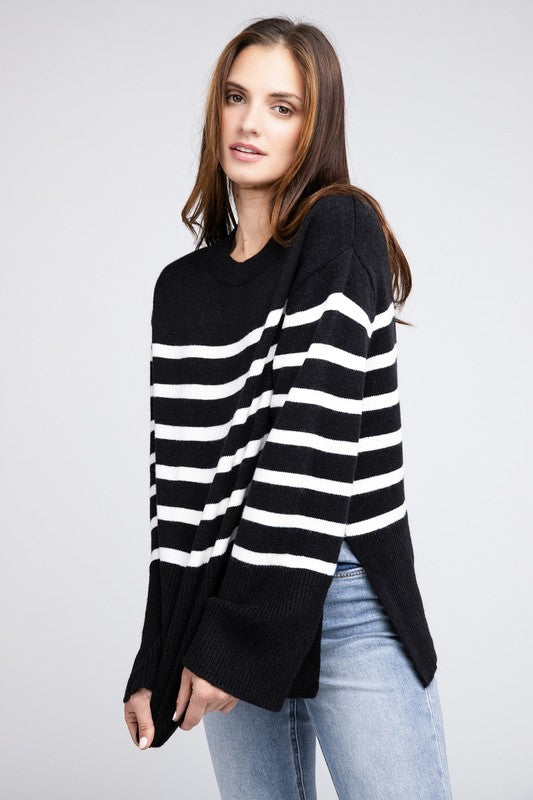 Ribbed Hem Stripe Sweater *more colors*