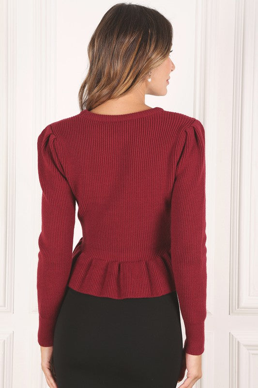 Peplum sweater top *MORE COLORS*