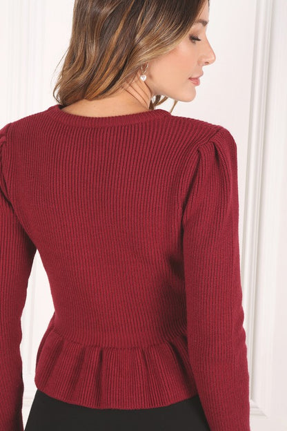 Peplum sweater top *MORE COLORS*